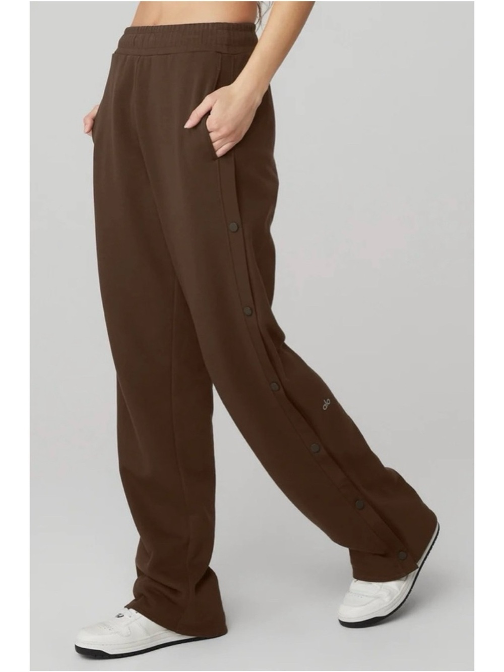 NWT Alo Yoga Courtside Tearaway Snap Wide-Leg Pants Espresso Brown XXS